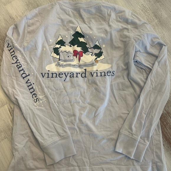 Vineyard Vines Other - Kids Size 7 Vineyard Vines Light Blue Pocket Tee with yeti Holiday Graphic